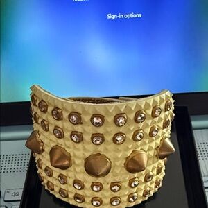 Gold Studded Spike Cuff Bracelet - Women Jewelry Bracelets